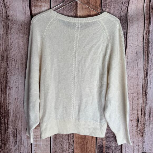White + Warren Sweater Cashmere Cable Knit Minimalist Fall Classic Luxury Large - Picture 2 of 9